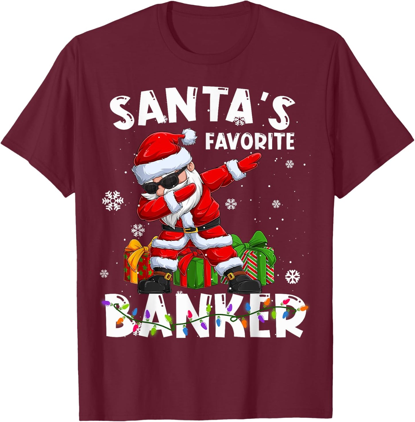 Santa's Favorite Banker Family Matching Group Christmas T-Shirt - T-Shirt | Maroon