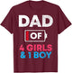 Dad Of 4 Girls And 1 Boy Battery Low Daddy Father's Day Gift T-Shirt - T-Shirt | Maroon