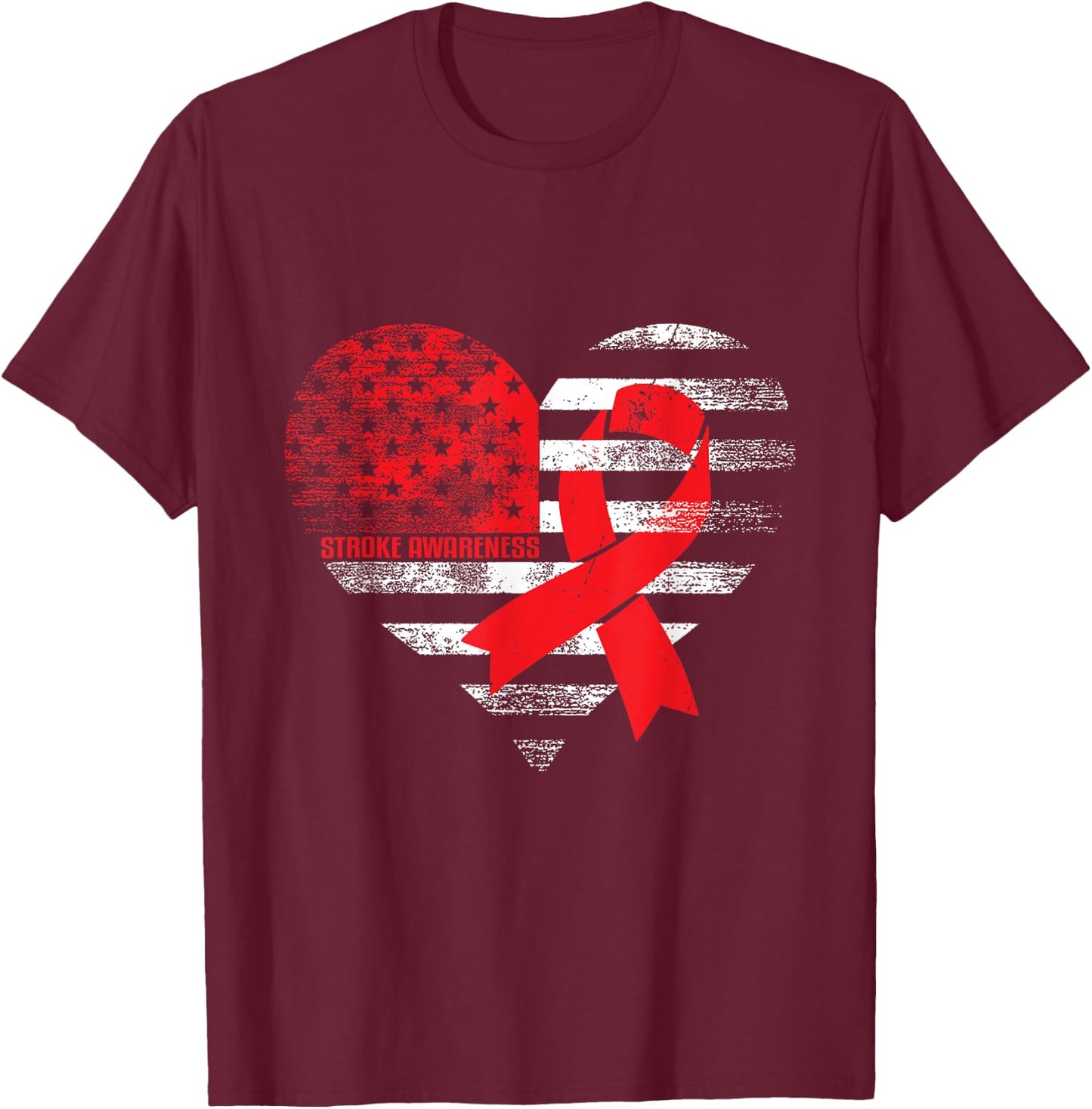 American Heart Ribbon - Stroke Survivor T-Shirt - T-Shirt | Maroon