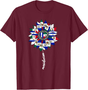 Half Mexican And Salvadorian Mexico El Salvador Flag Girl T-Shirt - T-Shirt | Maroon