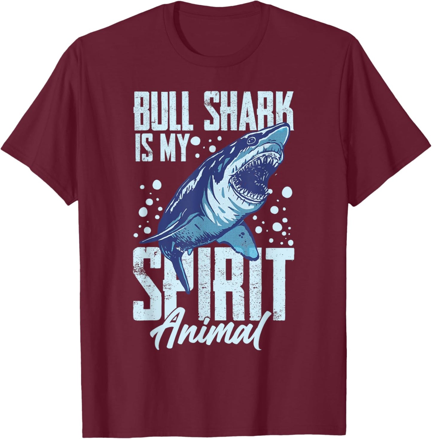 Bull Shark Teeth Animal Funny Ocean T-Shirt - T-Shirt | Maroon