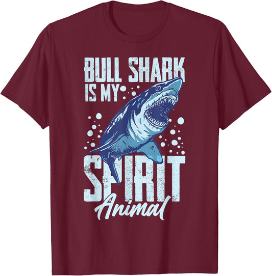 Bull Shark Teeth Animal Funny Ocean T-Shirt - T-Shirt | Maroon