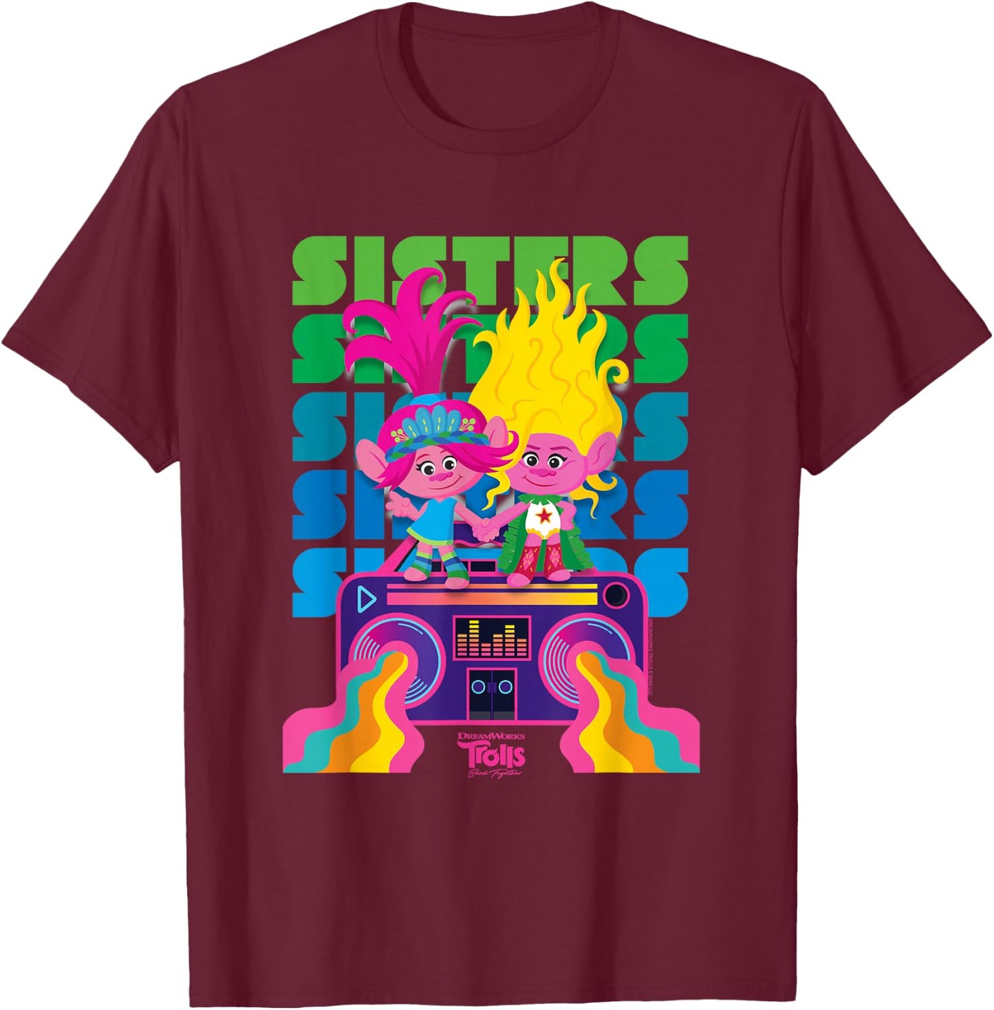 DreamWorks Trolls Band Together Poppy and Viva Sisters T-Shirt - T-Shirt | Maroon