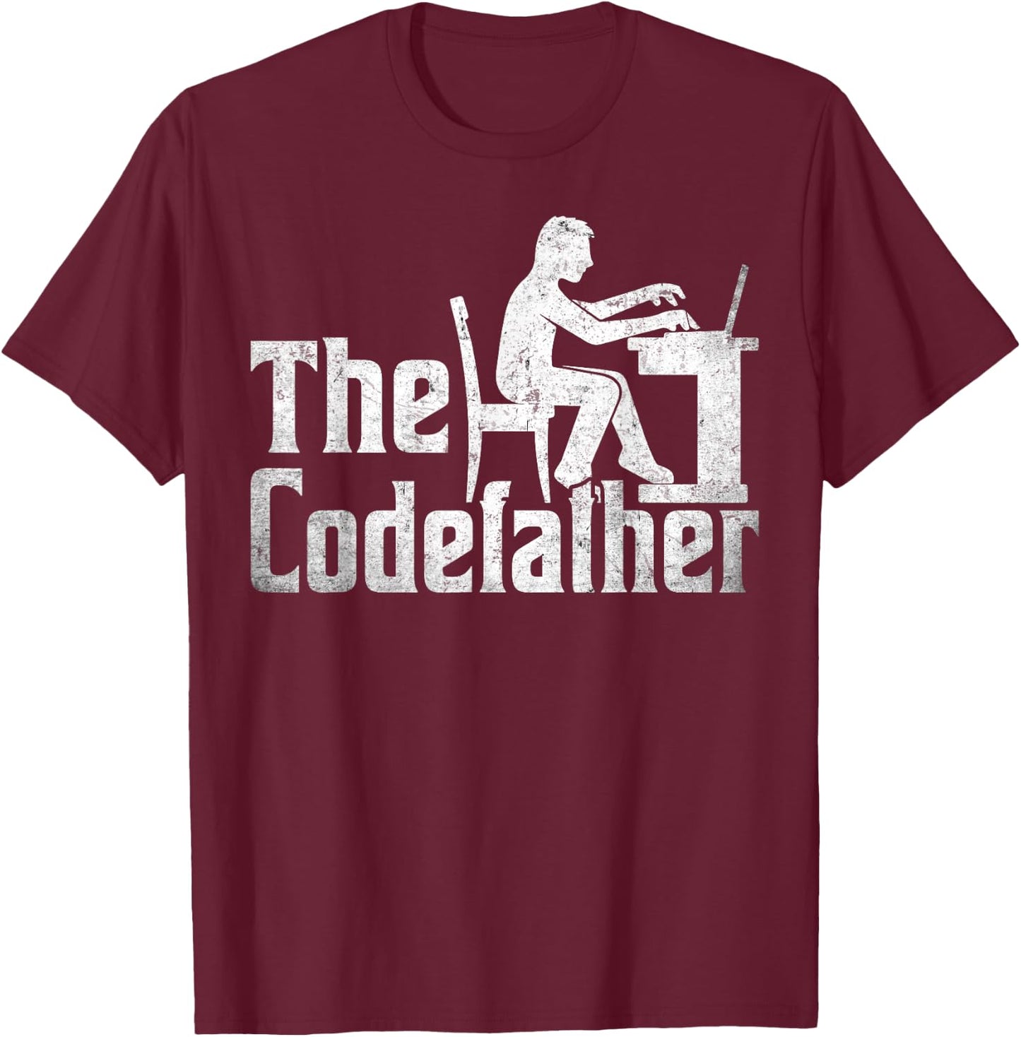 The Codefather - Vintage Funny Programmer Dad Computer Coder T-Shirt - T-Shirt | Maroon