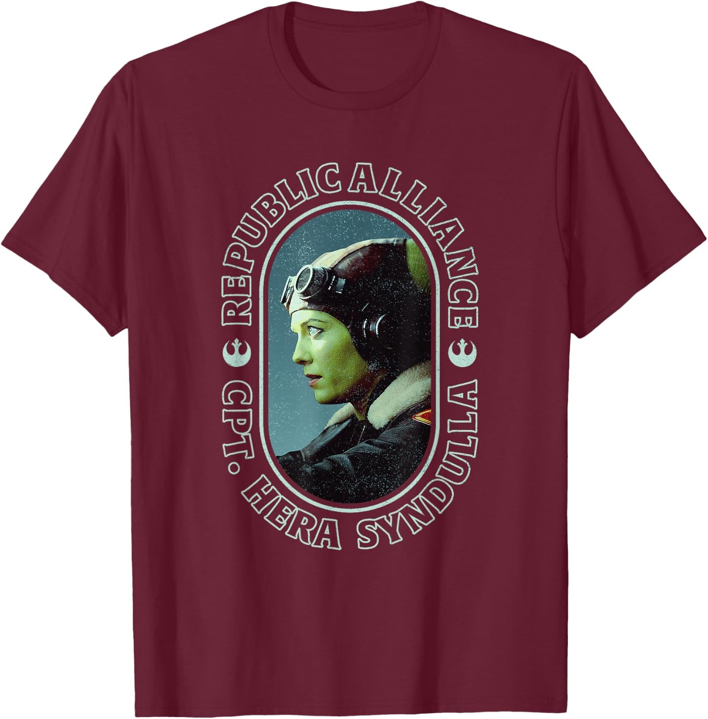 Star Wars: Ahsoka Captain Hera Syndulla Oval Portrait T-Shirt - T-Shirt | Maroon