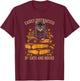 Easily Distracted by Cats and Books Book Reading Lovers T-Shirt - T-Shirt | Maroon