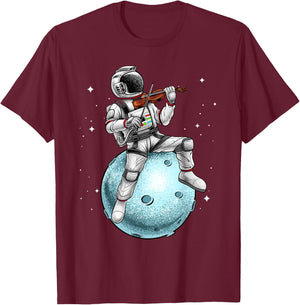 Cool Violin Player Women Astronaut Music Lover Viola T-Shirt - T-Shirt | Maroon