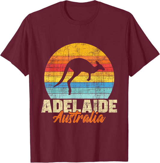 Adelaide Australia - Retro Vintage Kangaroo 70s 80s Animal T-Shirt - T-Shirt | Maroon