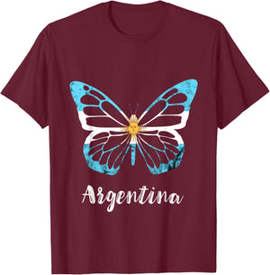Sun Of May Butterfly Argentina Buenos Aires Argentinian Flag T-Shirt - T-Shirt | Maroon