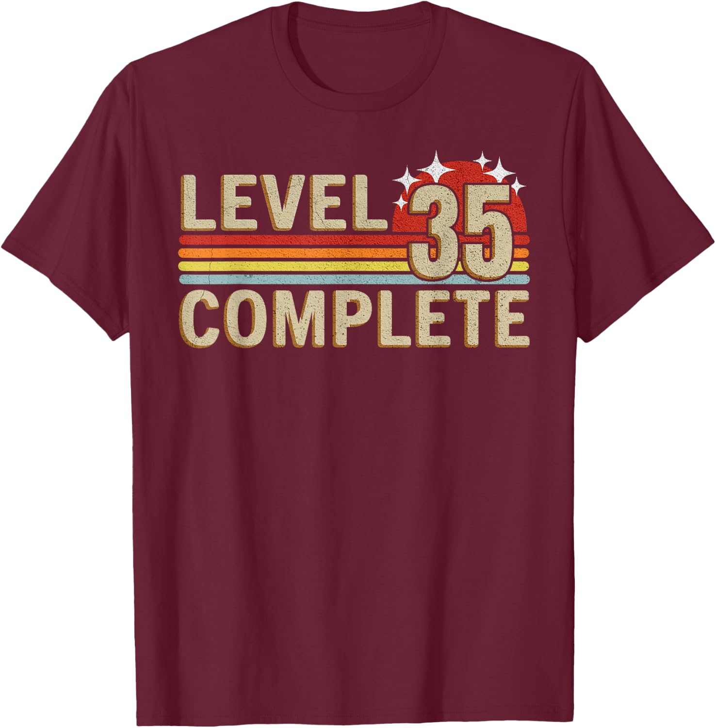 Level 35 Complete Gaming Vintage 35 Years Wedding T-Shirt - T-Shirt | Maroon