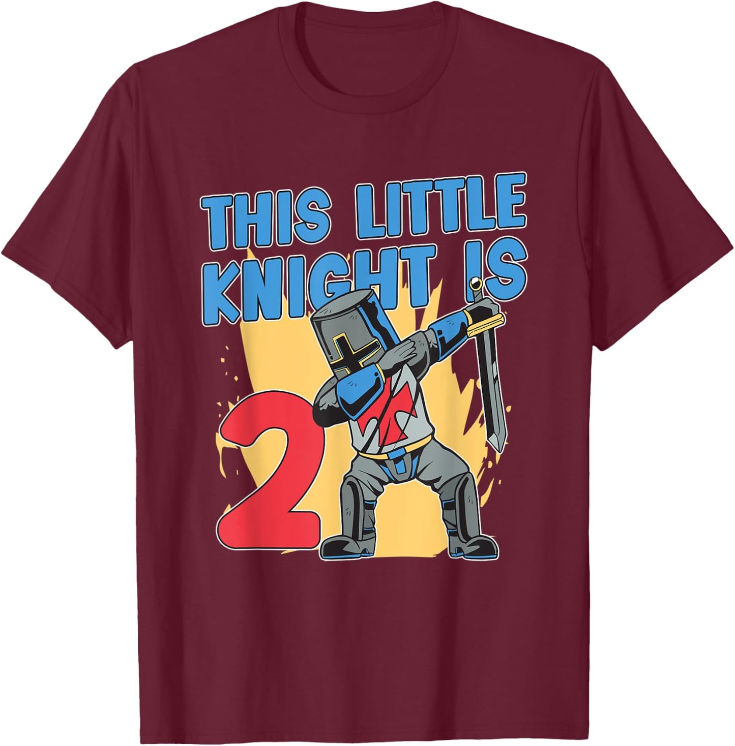 Knight Birthday Shirt For Boys 2nd Knight Birthday Party T-Shirt - T-Shirt | Maroon