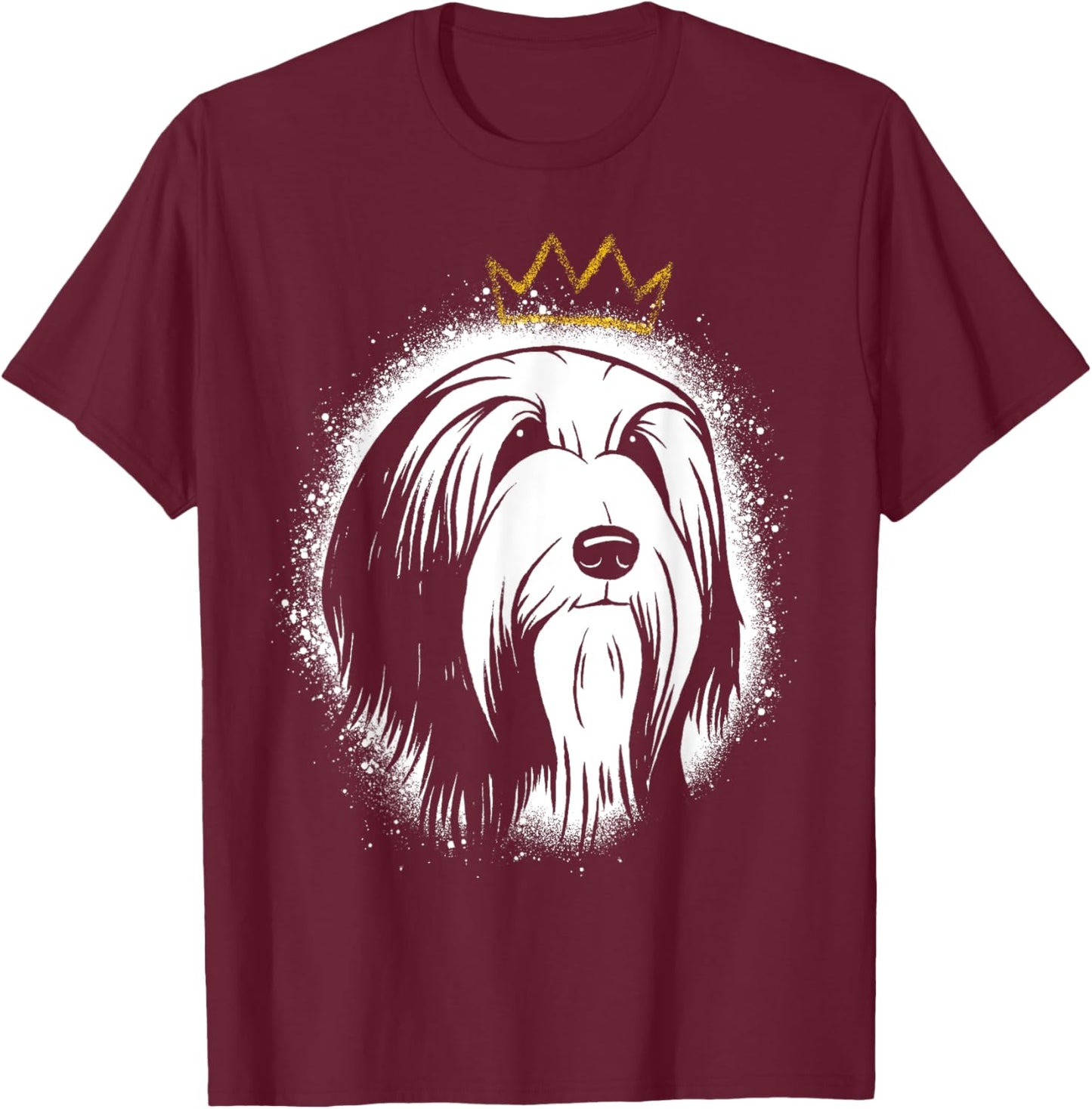 Bearded Collie with Crown T-Shirt - T-Shirt | Maroon