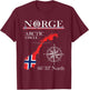 Norge Arctic Circle - Polar North Norway Norwegian Flag T-Shirt - T-Shirt | Maroon