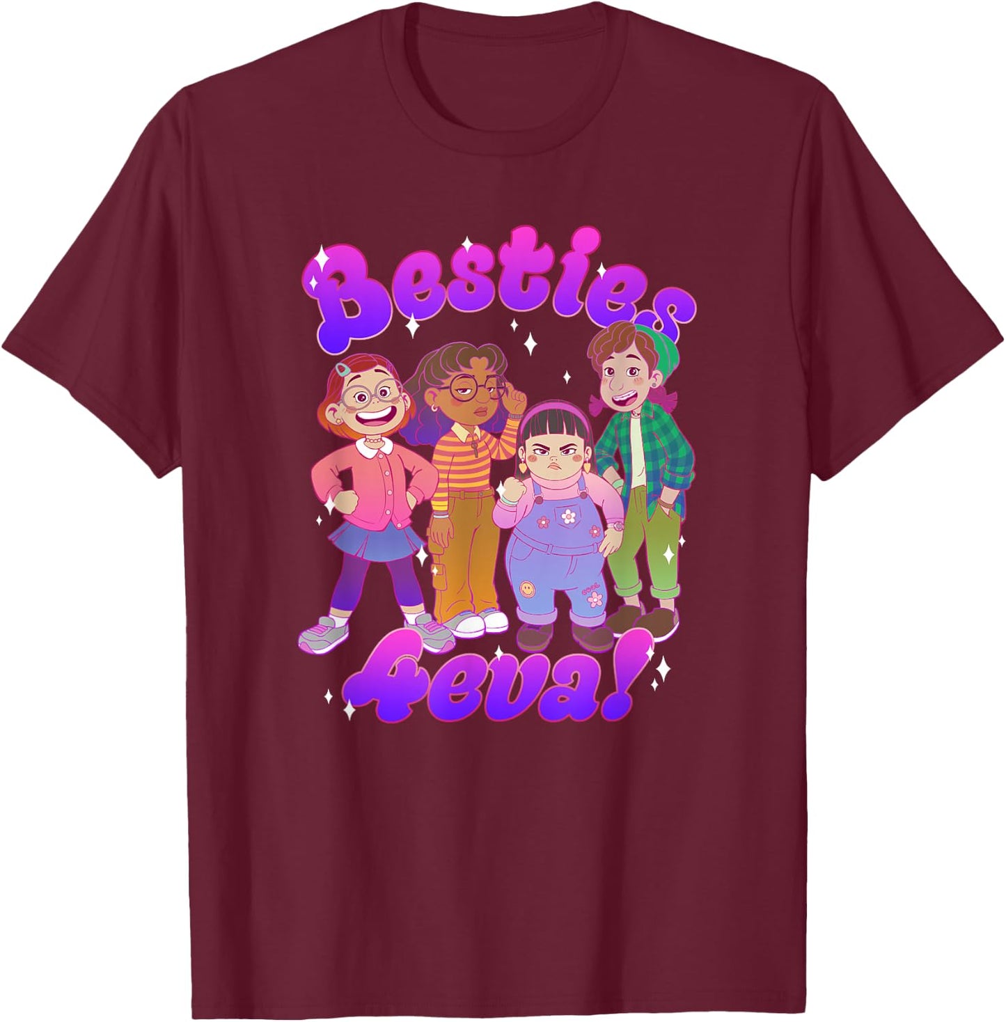Disney Pixar Turning Red Group Shot Besties 4eva T-Shirt - T-Shirt | Maroon