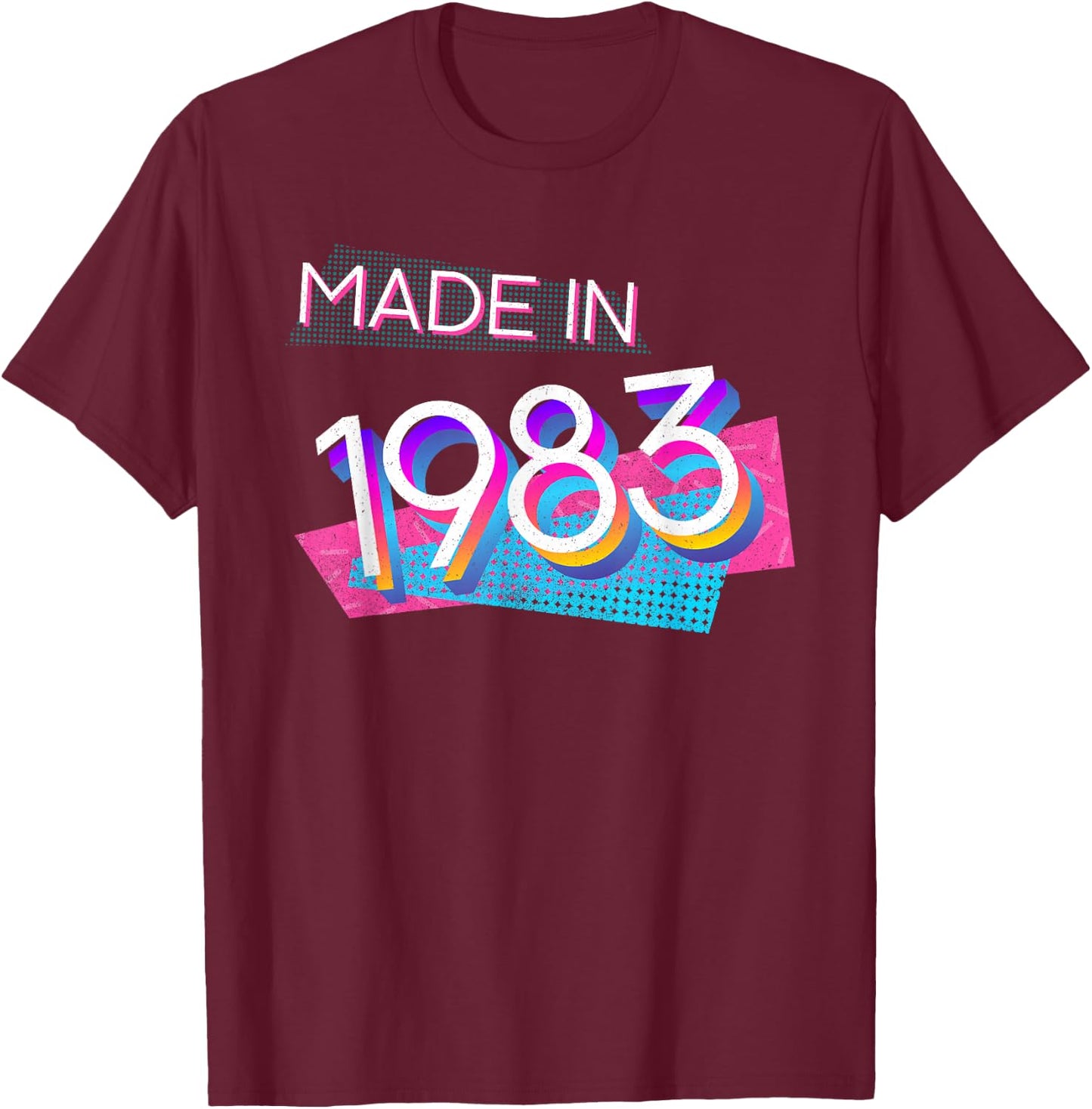Made in 1983 – Retro Vintage 80s Birthday Party T-Shirt - T-Shirt | Maroon