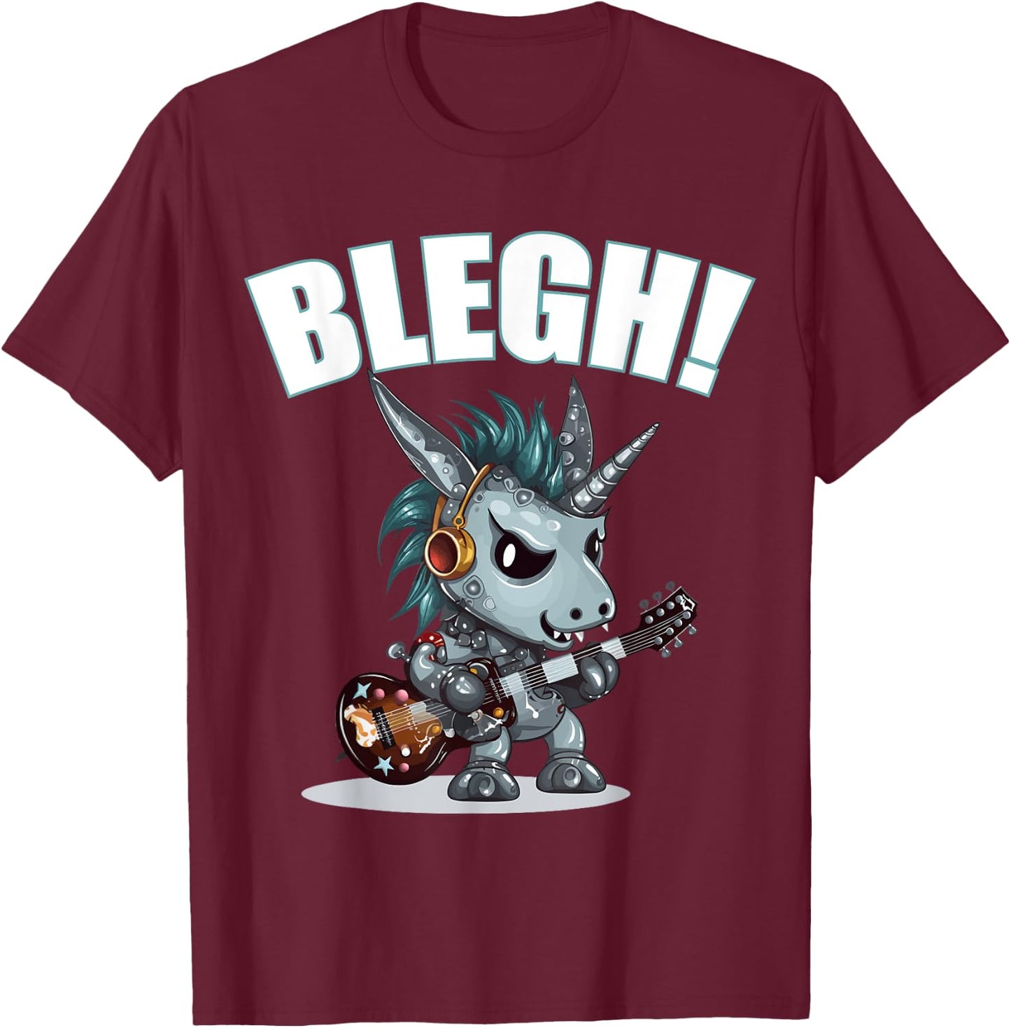 Blegh Heavy Metal Metalcore Unicorn T-Shirt - T-Shirt | Maroon