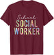 School Social Worker Leopard Tie Dye Funny Social Worker T-Shirt - T-Shirt | Maroon