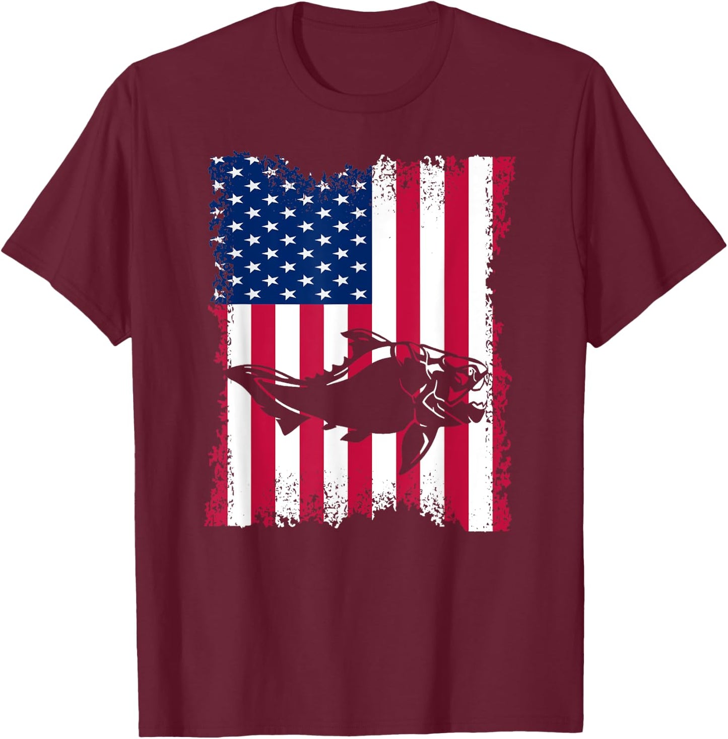 Dunkleosteus Lover Vintage US Flag Dunkleosteus T-Shirt - T-Shirt | Maroon