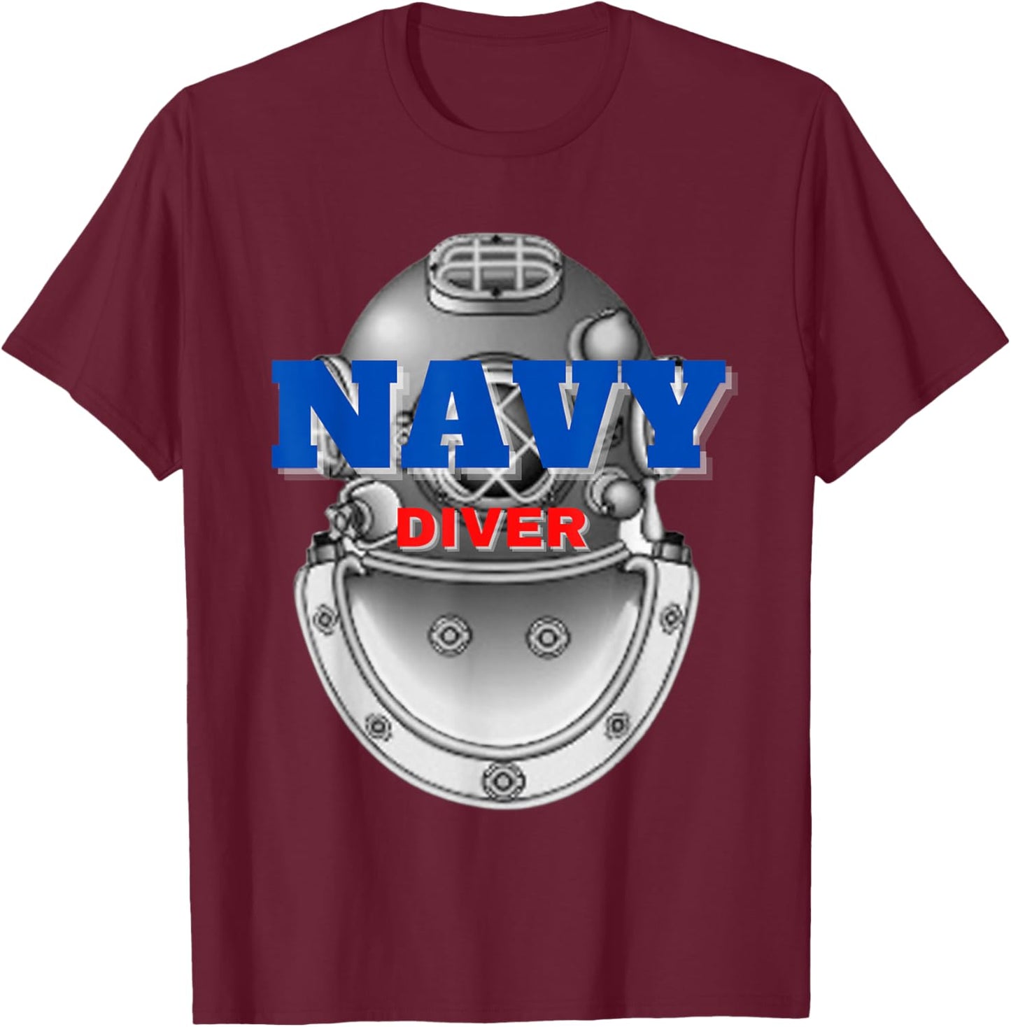 Divers Helmet Navy Diver T-Shirt - T-Shirt | Maroon
