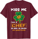 Kiss Me I'm A Chef With Shamrock St Patricks Day T-Shirt - T-Shirt | Maroon