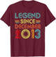 Legend Since December 2013 Vintage December 2013 Birthday T-Shirt - T-Shirt | Maroon