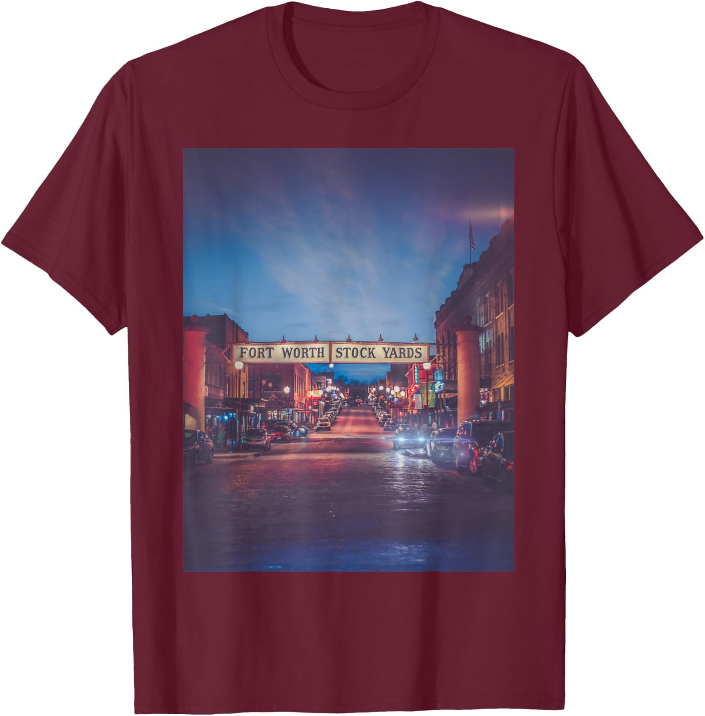Fort Worth Stockyards Cowboy Design Texas T-Shirt - T-Shirt | Maroon