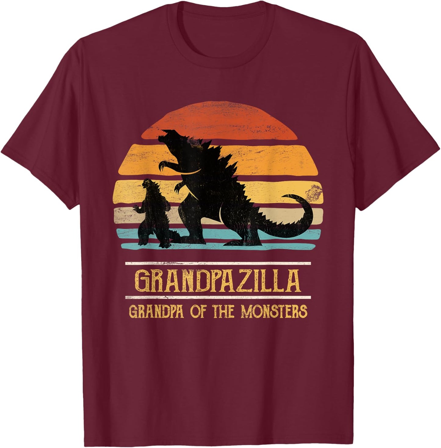 Grandpa Of Monsters Matching Family Birthday Halloween T-Shirt - T-Shirt | Maroon