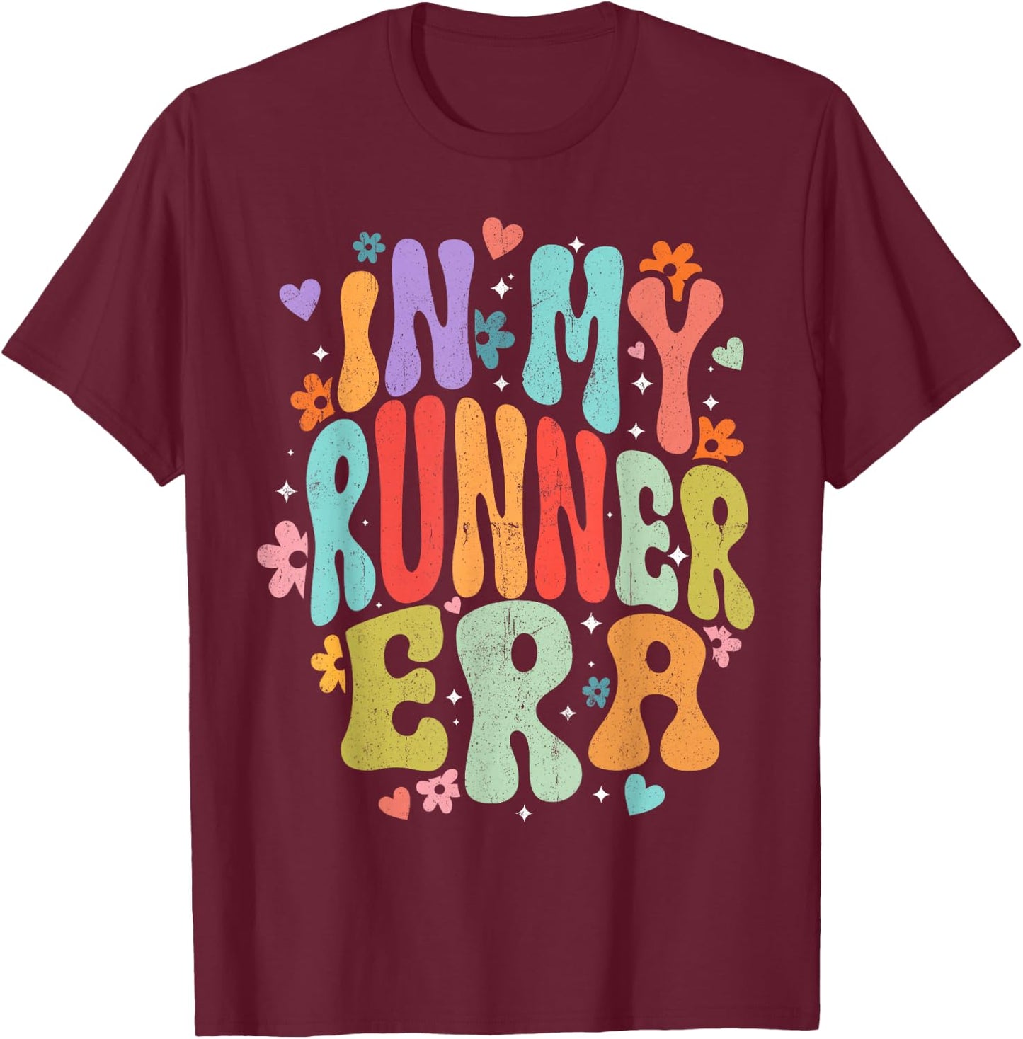 In My Runner Era Funny Marathon Running Lover Groovy T-Shirt - T-Shirt | Maroon