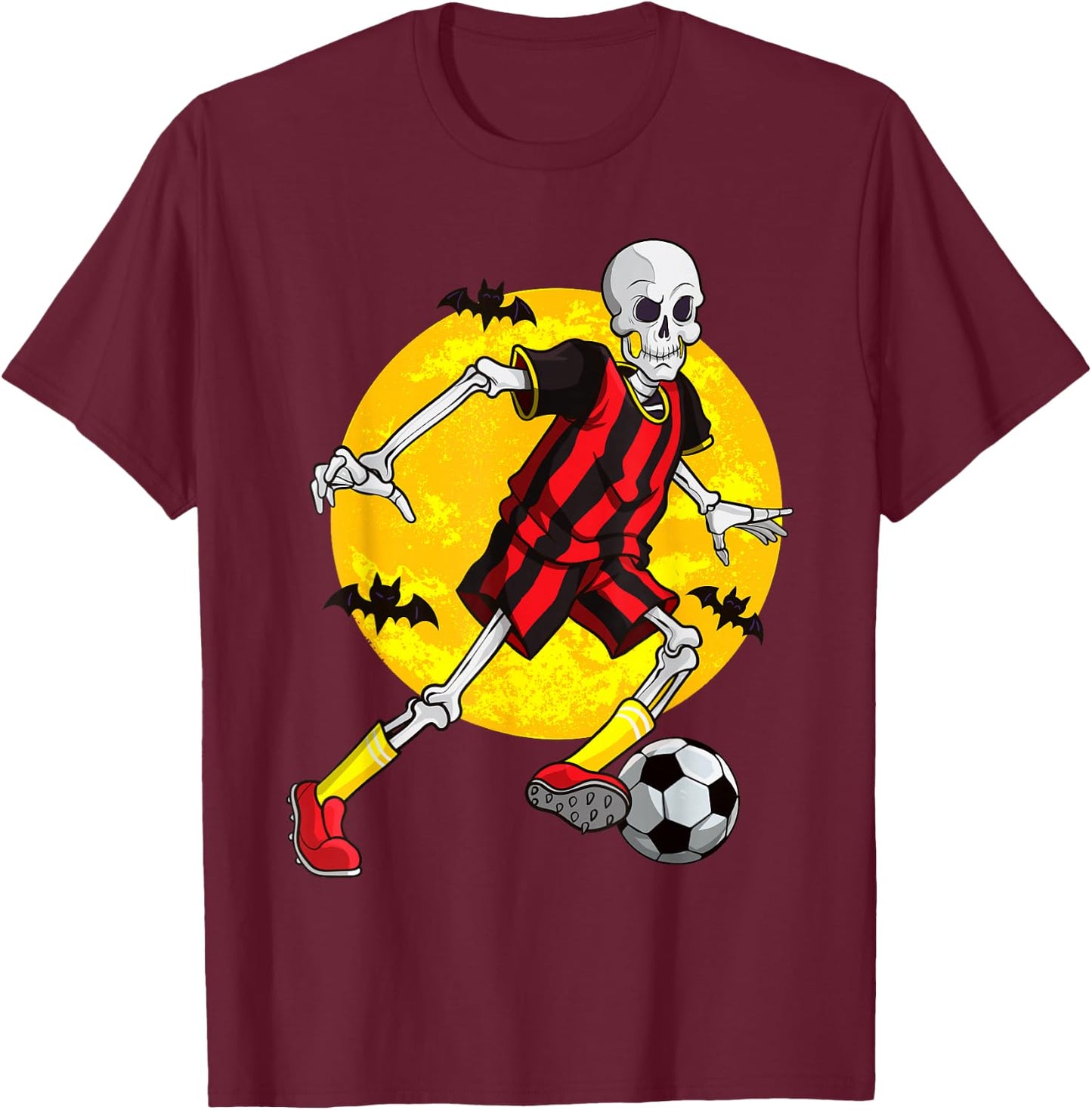 Soccer Skeleton Funny Halloween Costume Sports Player Fan T-Shirt - T-Shirt | Maroon