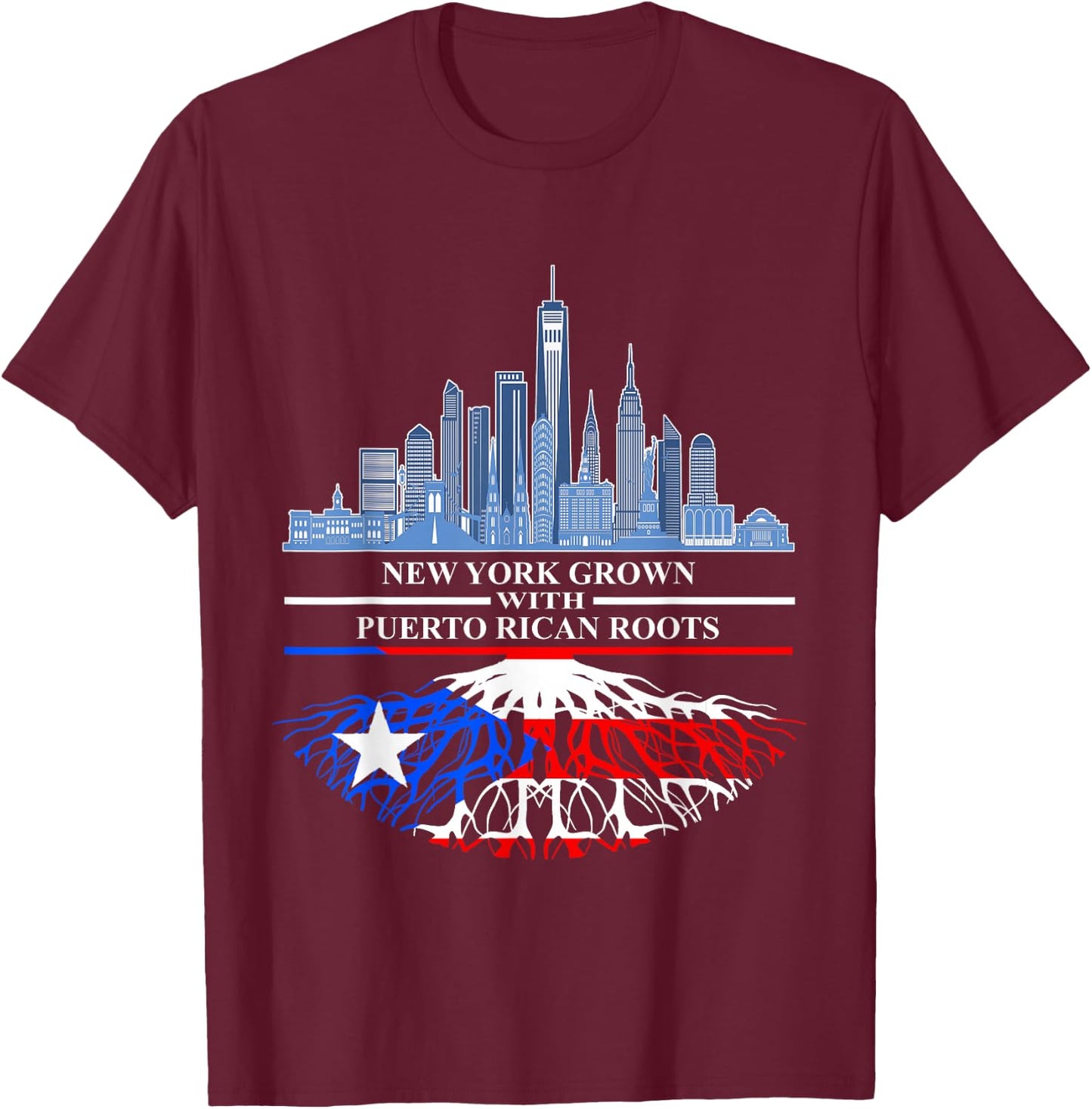 New Yorker Half Puerto Rican New York City Puerto Rico Flag T-Shirt - T-Shirt | Maroon