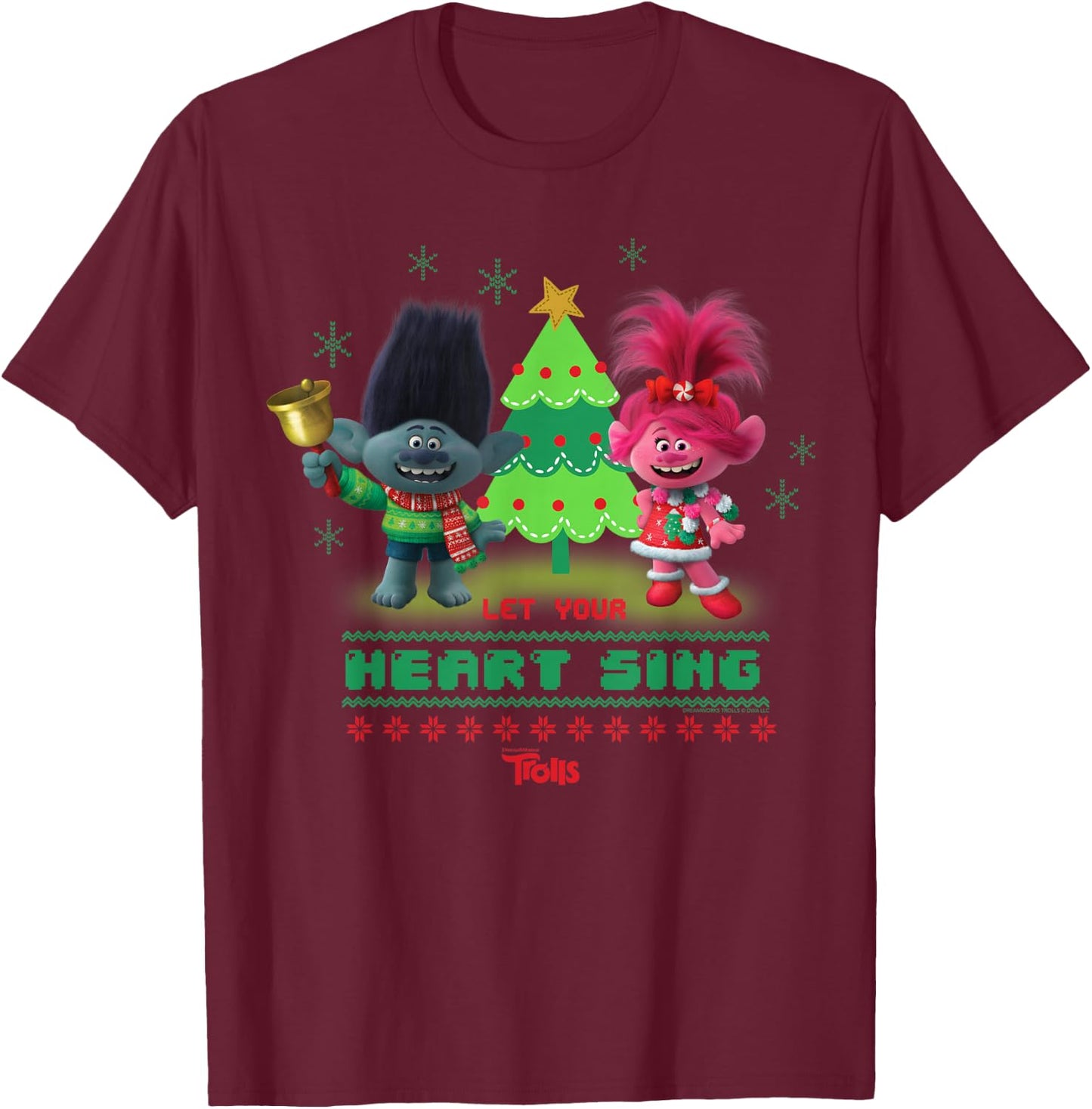 DreamWorks Trolls Poppy & Branch Let Your Heart Sing T-Shirt - T-Shirt | Maroon