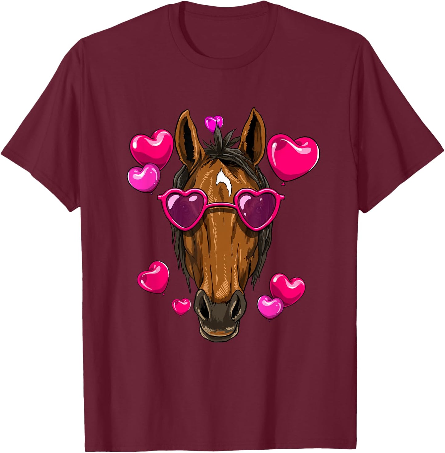 Horse Valentines Day Heart Love Couples Horse Lover Cowboy T-Shirt - T-Shirt | Maroon
