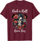 Rock n Roll Never Dies Rockabilly Girl Skull Tattoo T-Shirt - T-Shirt | Maroon
