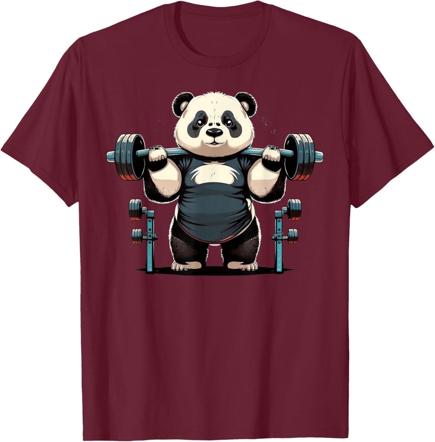 Panda Weightlifting Funny Fitness Gym Panda T-Shirt - T-Shirt | Maroon