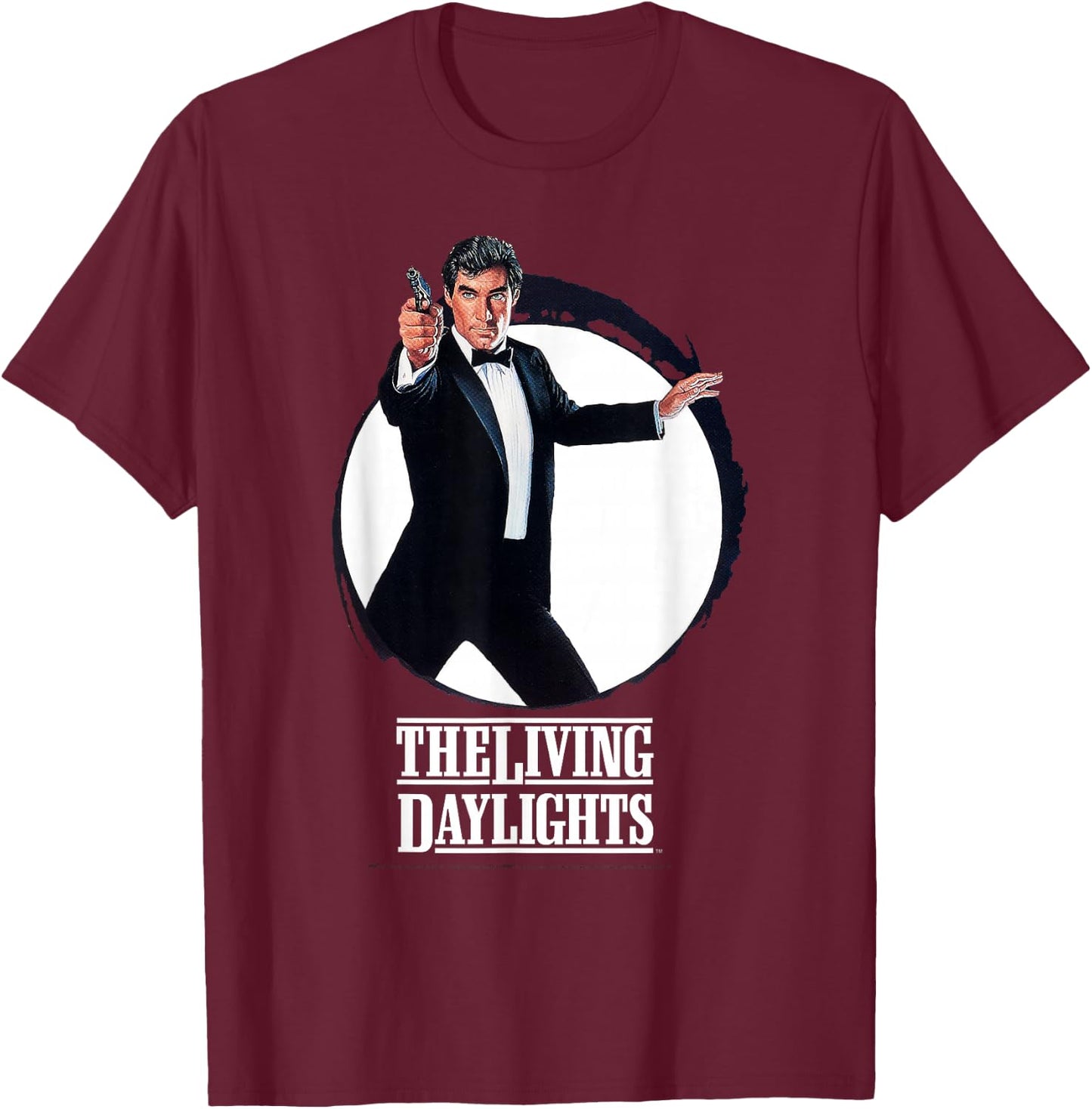 Official James Bond 007 The Living Daylights T-Shirt - T-Shirt | Maroon