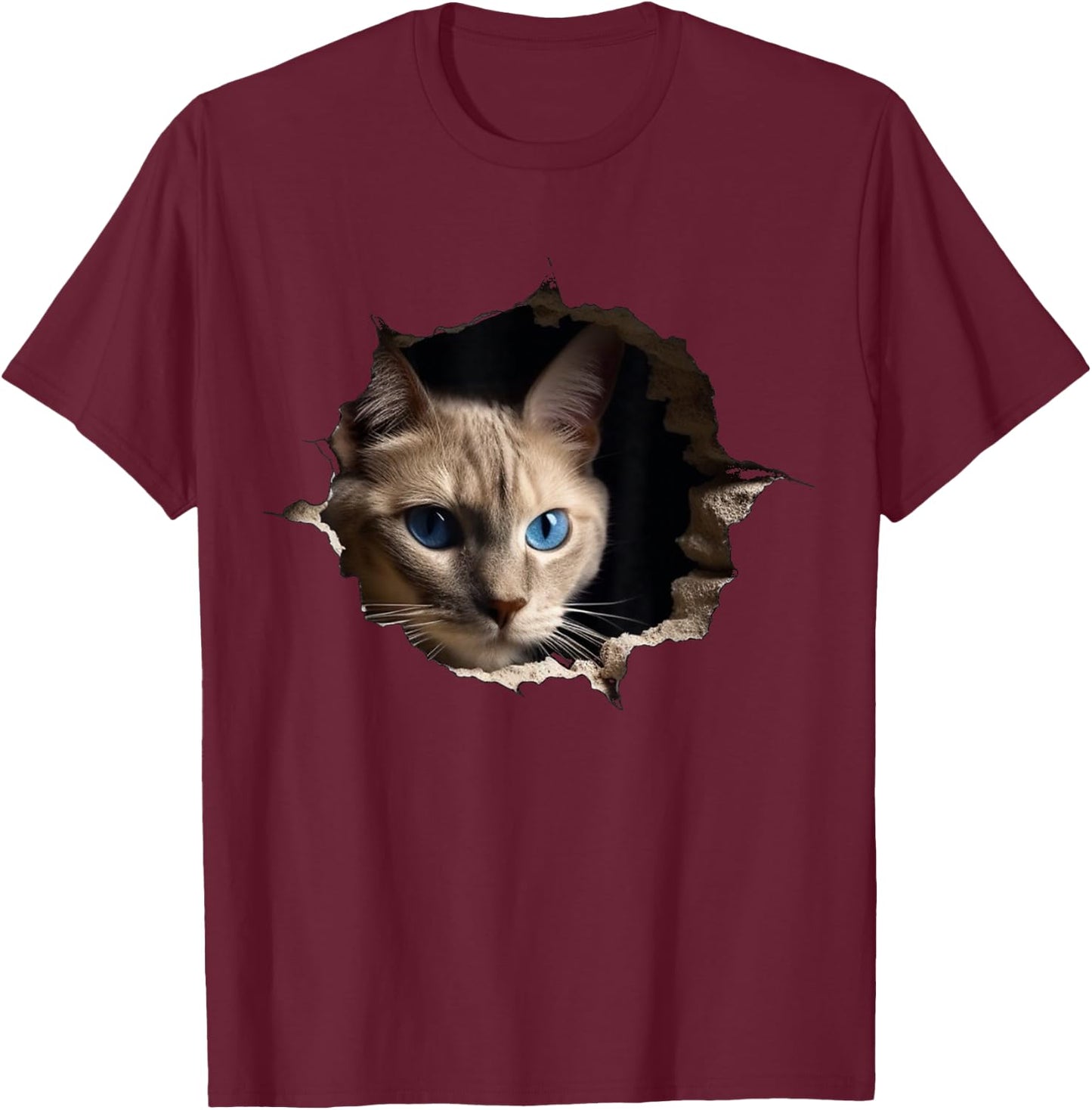 Cat Wall Animals Cat Motif Animal Cat T-Shirt - T-Shirt | Maroon
