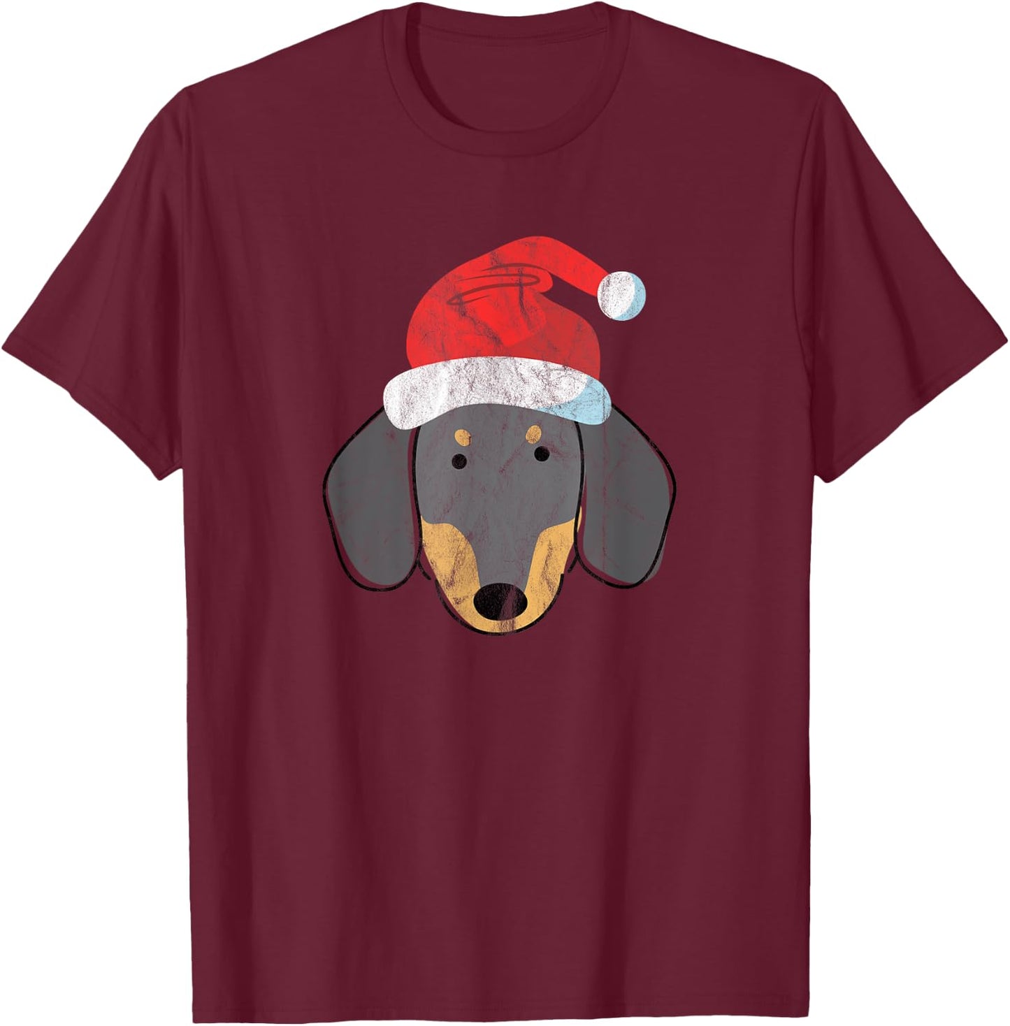 Santa Hat Dachshund PJs Christmas Xmas Wiener Weiner Dog Men Women T-Shirt - T-Shirt | Maroon
