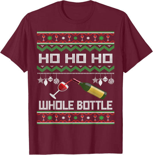 Wine Ugly Christmas Sweater Funny Alcohol Xmas Sweater Gift T-Shirt - T-Shirt | Maroon