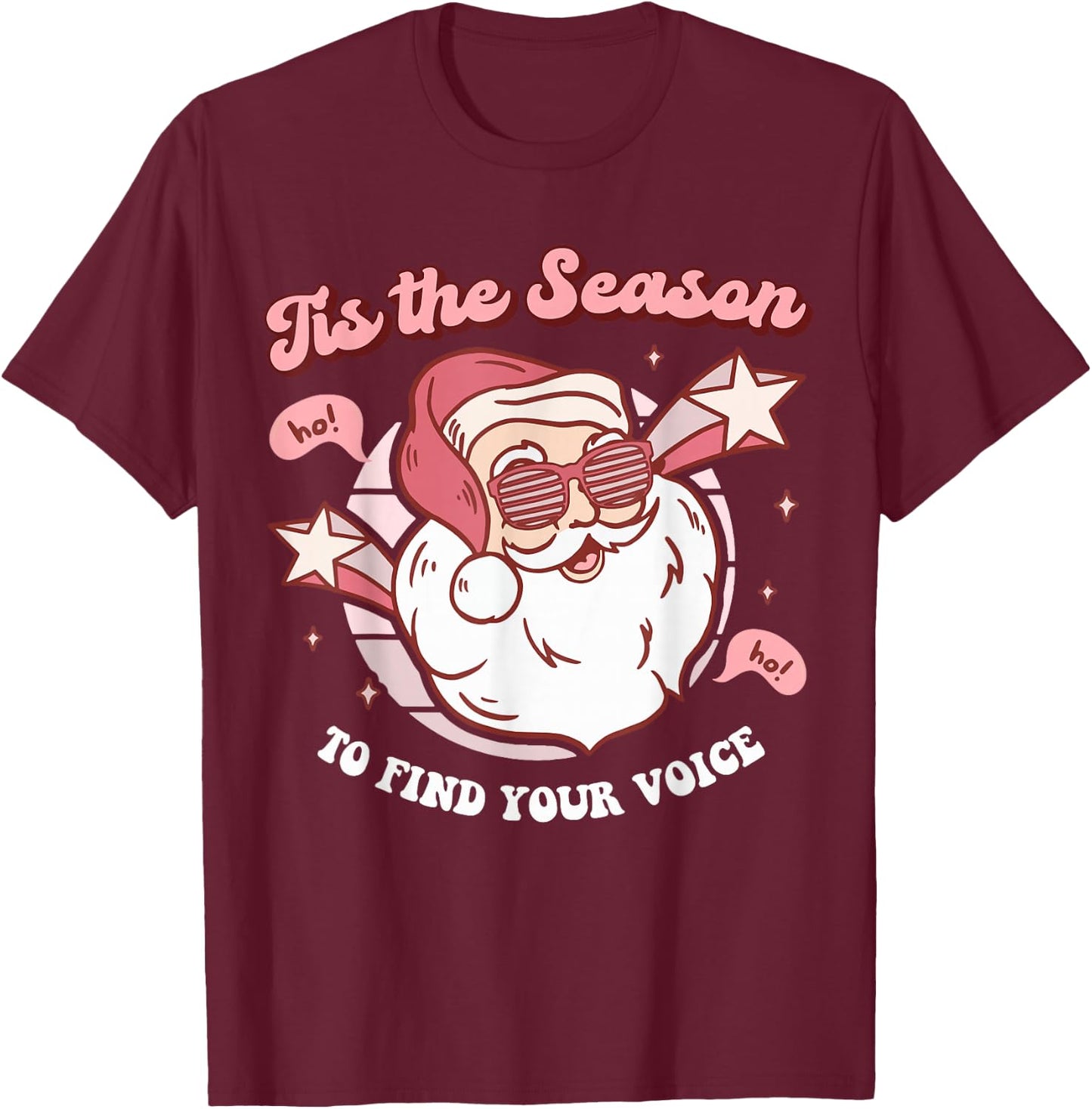 Speech Language Therapy Christmas Retro SLP Santa Therapist T-Shirt - T-Shirt | Maroon
