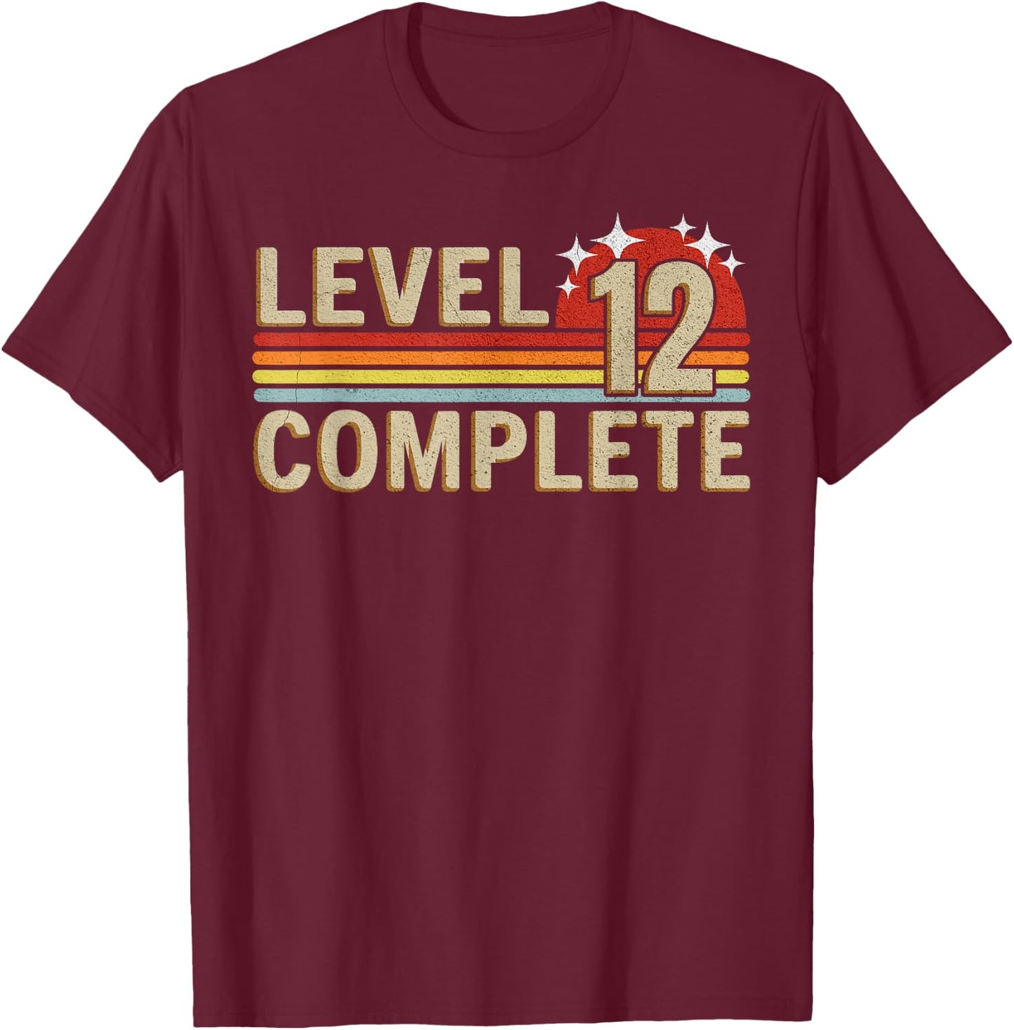Level 12 Complete Gaming Vintage 12 Years Wedding T-Shirt - T-Shirt | Maroon