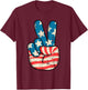 USA Flag Peace Sign Hand 4th of July Patriotic Men Boys T-Shirt - T-Shirt | Maroon
