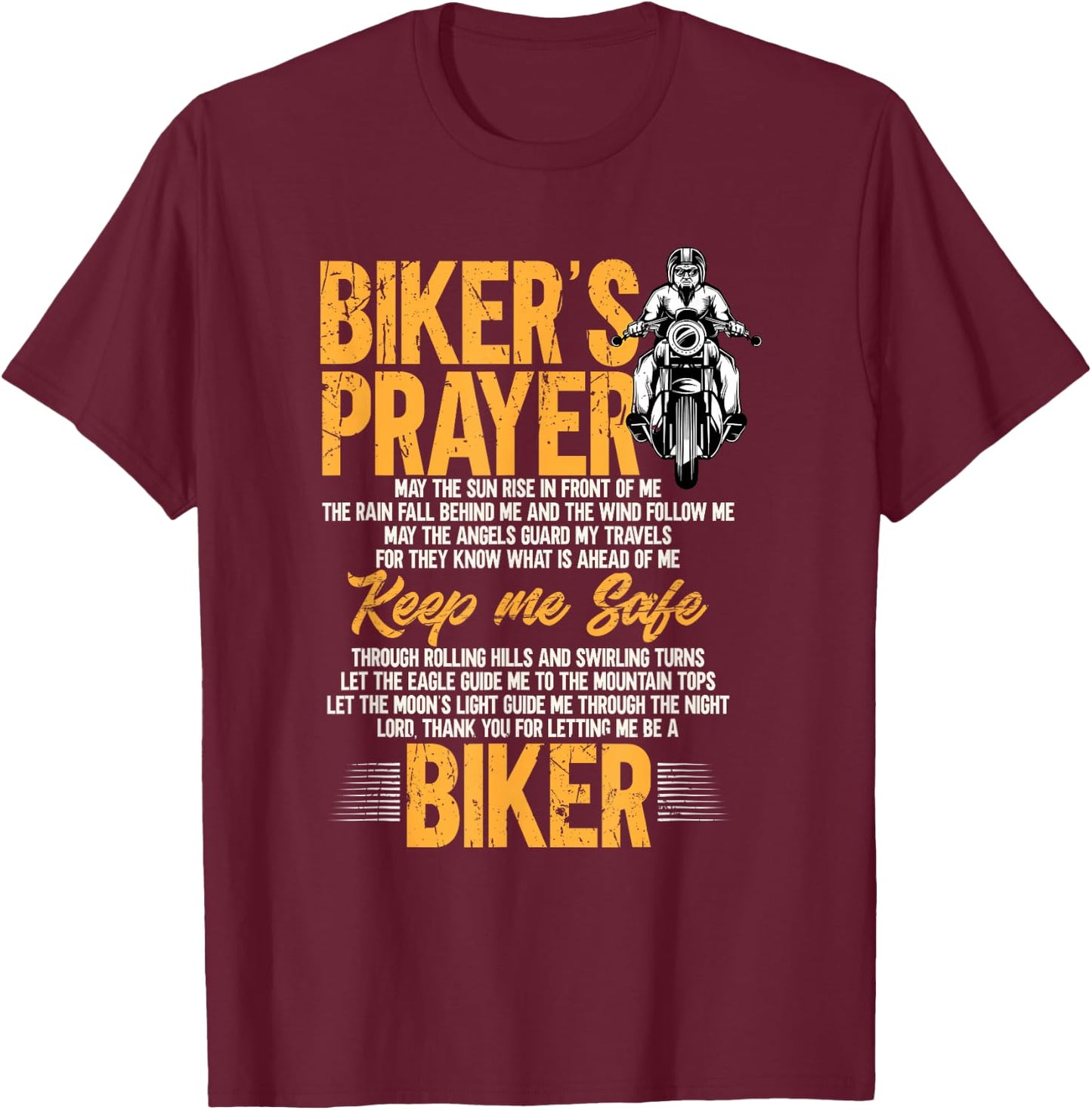 Biker's Prayer Vintage Motorcycle Biker Biking Motorcycling T-Shirt - T-Shirt | Maroon