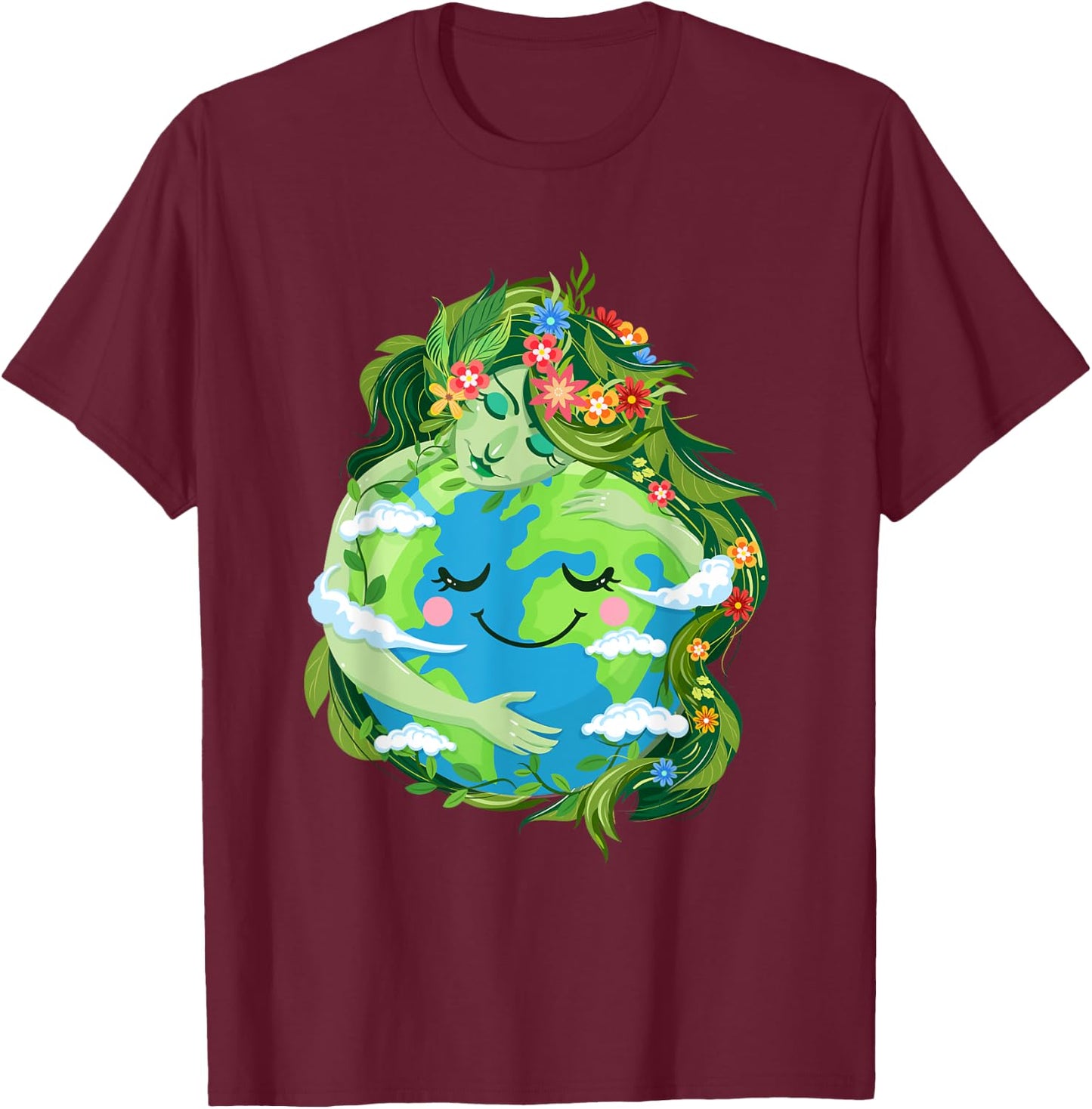 Cute Green Mother Gaia Save Our Planet Earth Day Women Girl T-Shirt - T-Shirt | Maroon
