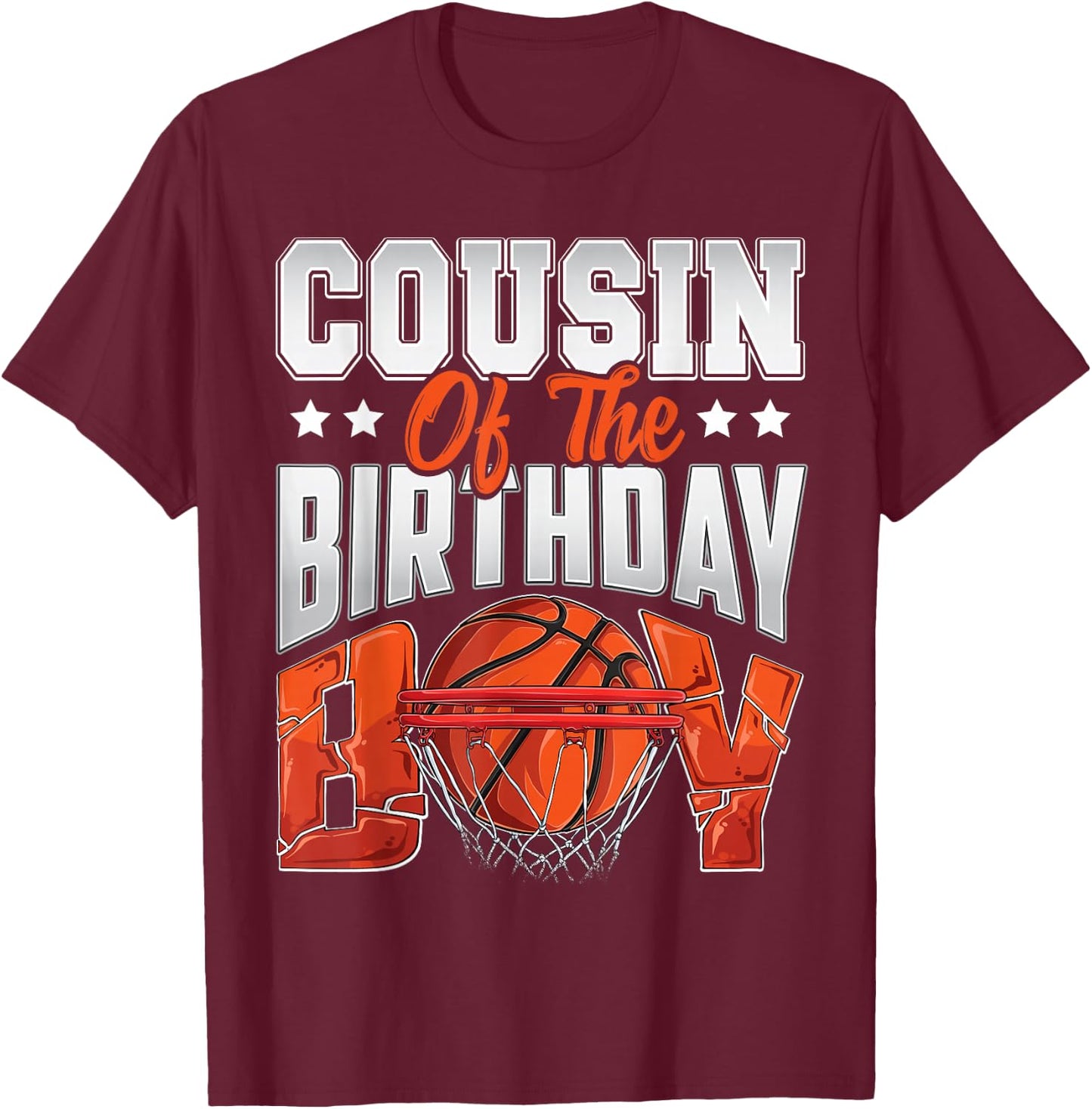 Cousin basketball birthday Boy Family Baller b-day Party T-Shirt - T-Shirt | Maroon