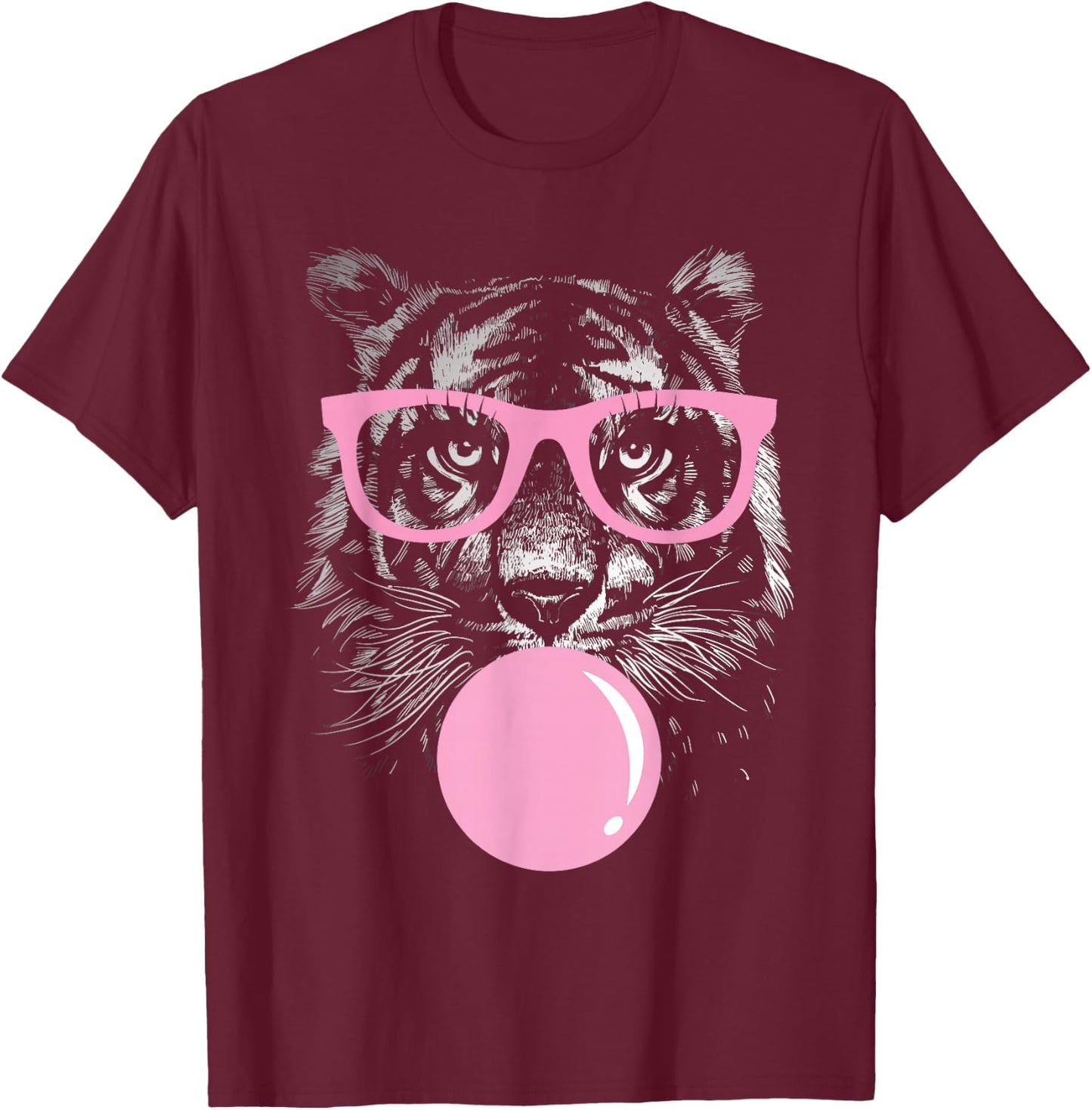 Tiger Women Tiger Face Wild Animal Cute Tiger Shirt Women T-Shirt - T-Shirt | Maroon