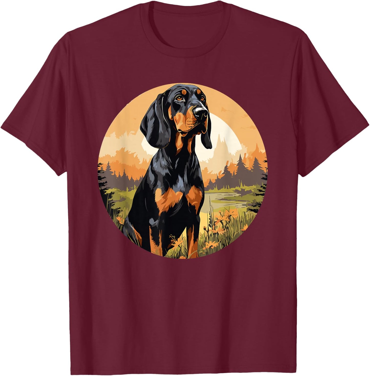 Black and Tan Coonhound Dog Black and Tan Coonhound T-Shirt - T-Shirt | Maroon
