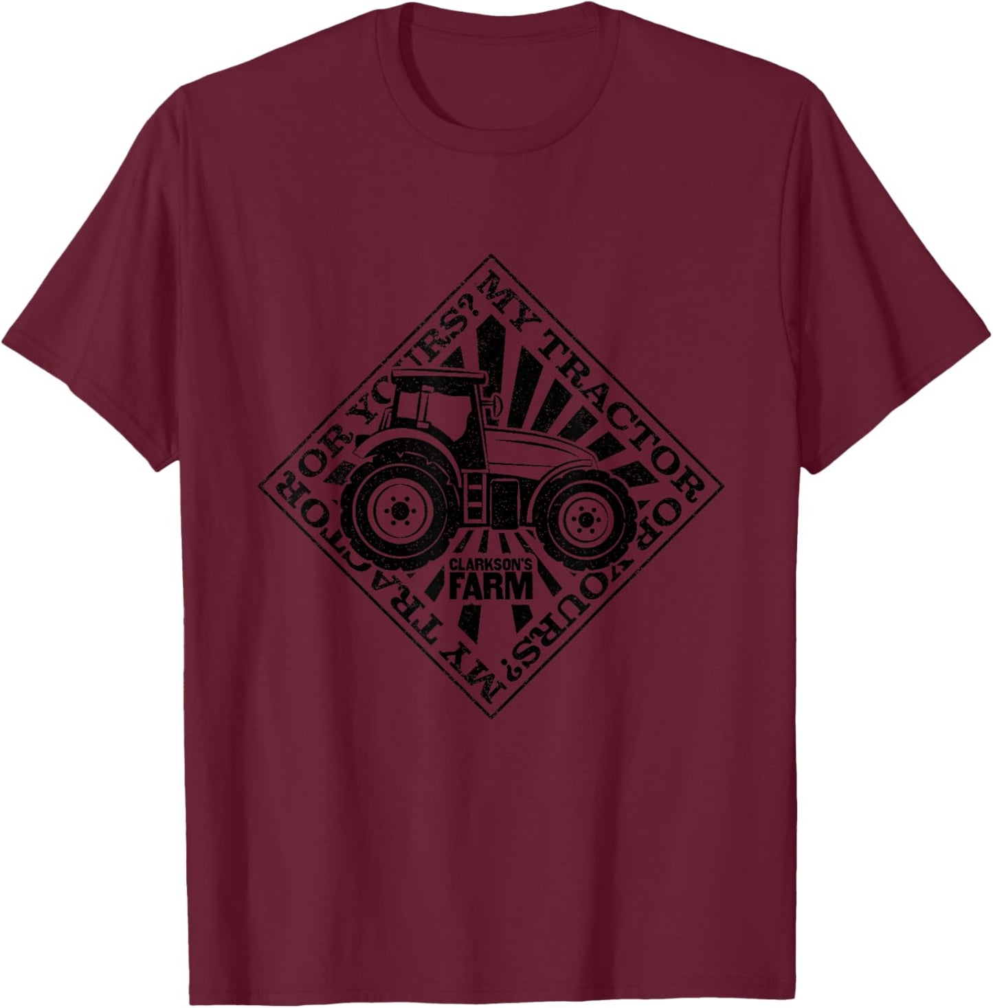 Clarkson's Farm - My Tractor or Yours - Black Logo T-Shirt - T-Shirt | Maroon