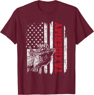 Taxidermy - USA Flag Taxidermist Deer Stuffing Animal Lover T-Shirt - T-Shirt | Maroon
