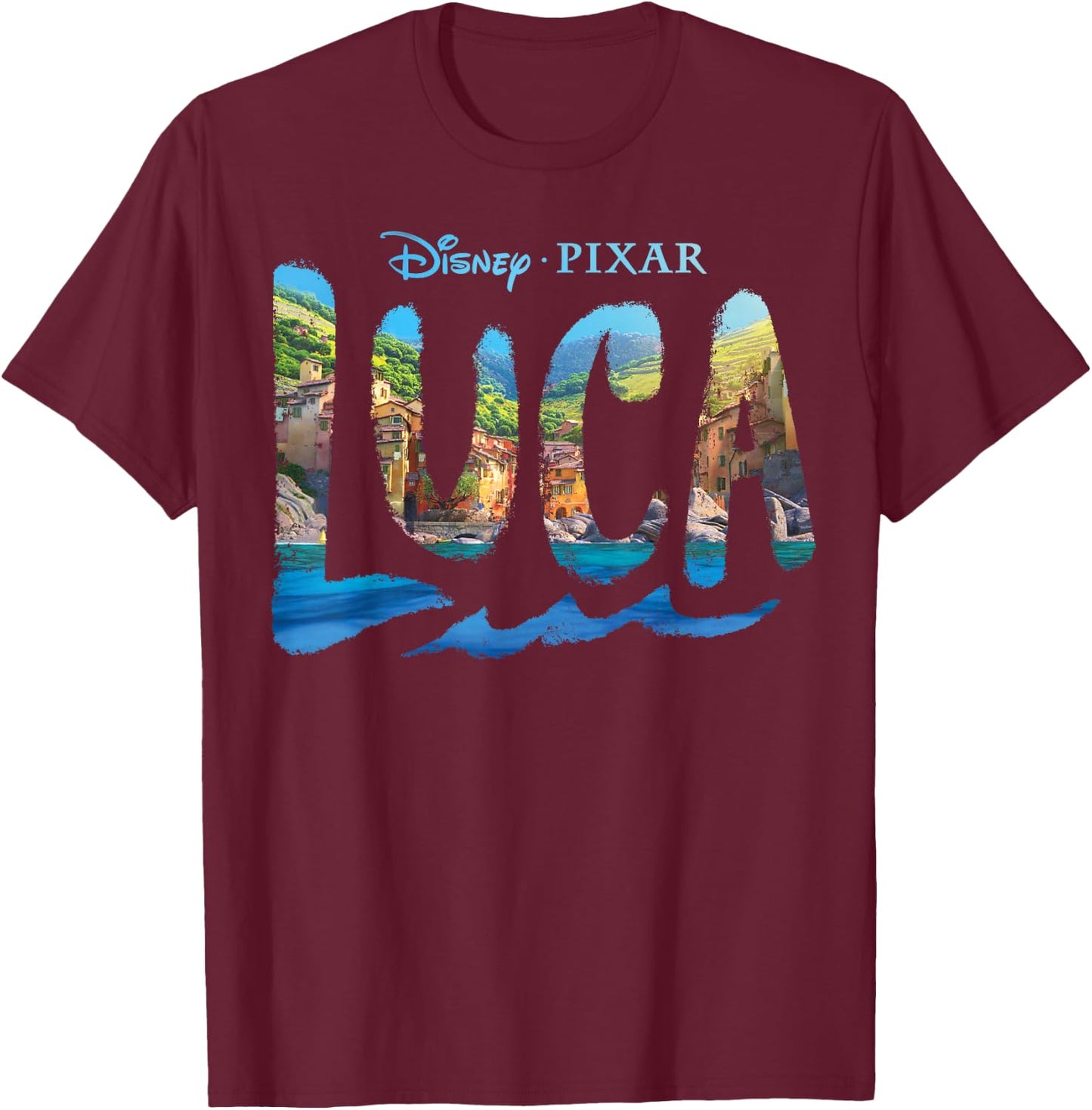 Disney and Pixar's Luca Movie Logo T-Shirt - T-Shirt | Maroon