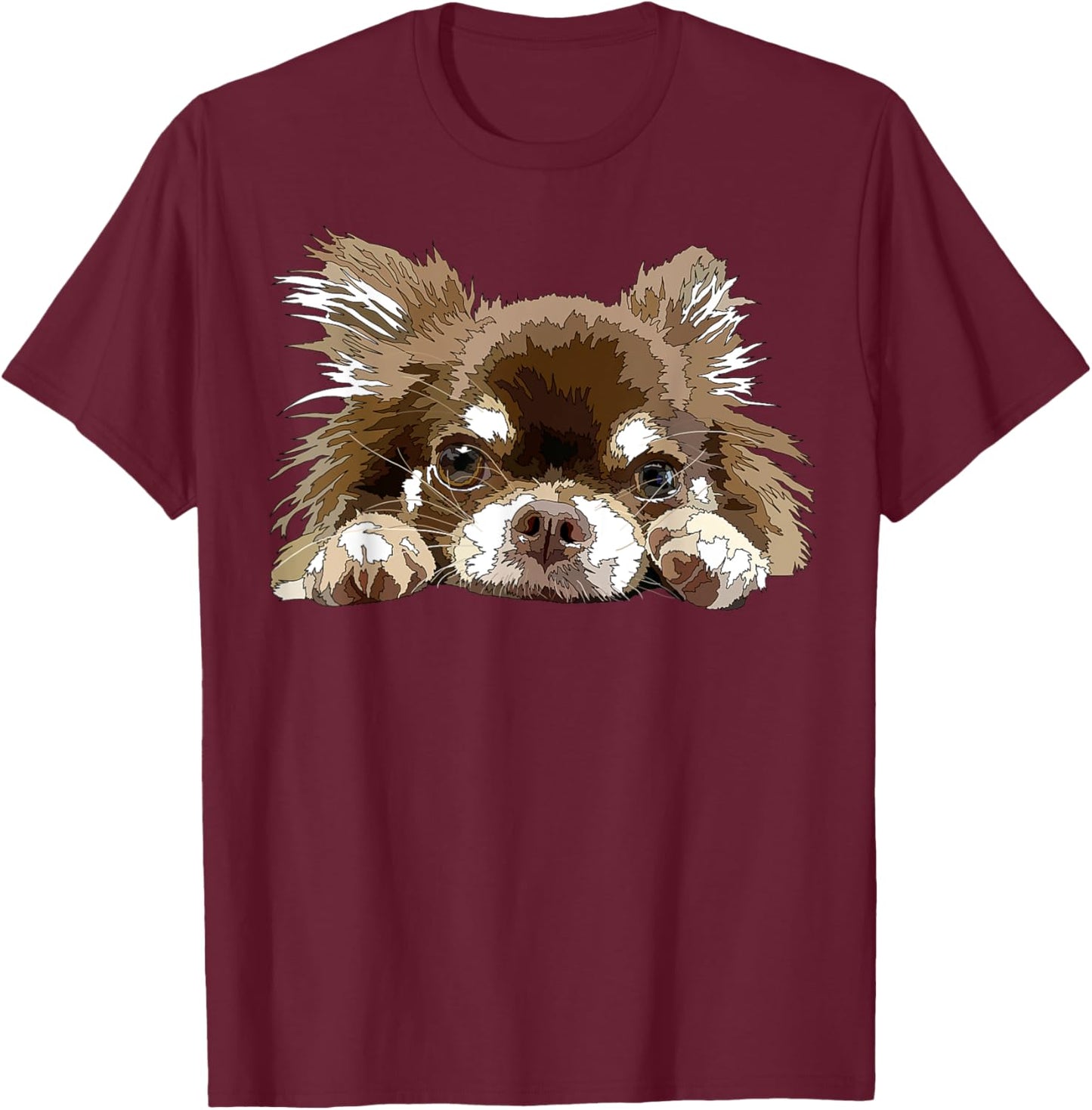 Chihuahua Long Haired Chihuahua Long Hair Chiwawa Dog Lover Men Women Kids T-Shirt - T-Shirt | Maroon